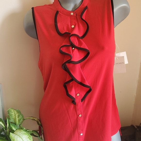 Carmen Marc Valvo Dress Tank Red and Black NWT - Picture 1 of 9